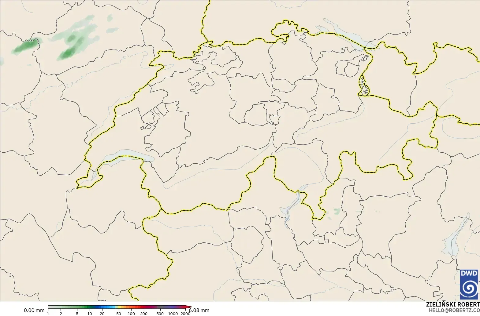 ICON Germany 2 km model - Switzerland, Precipitation Accumulation