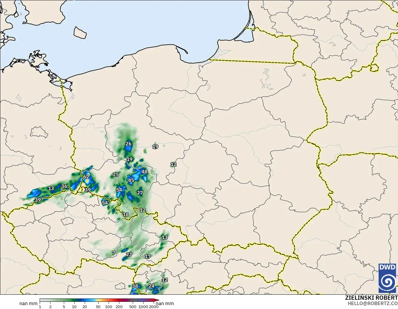 ICON Germany 2 km model - Poland, Precipitation Accumulation