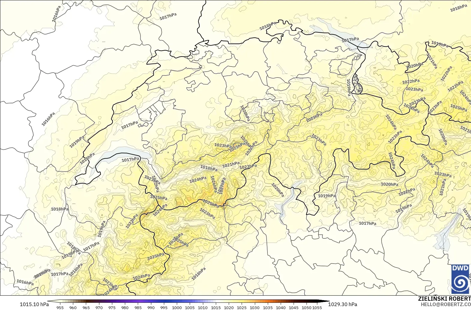 ICON Germany 2 km model - Switzerland, Pressure