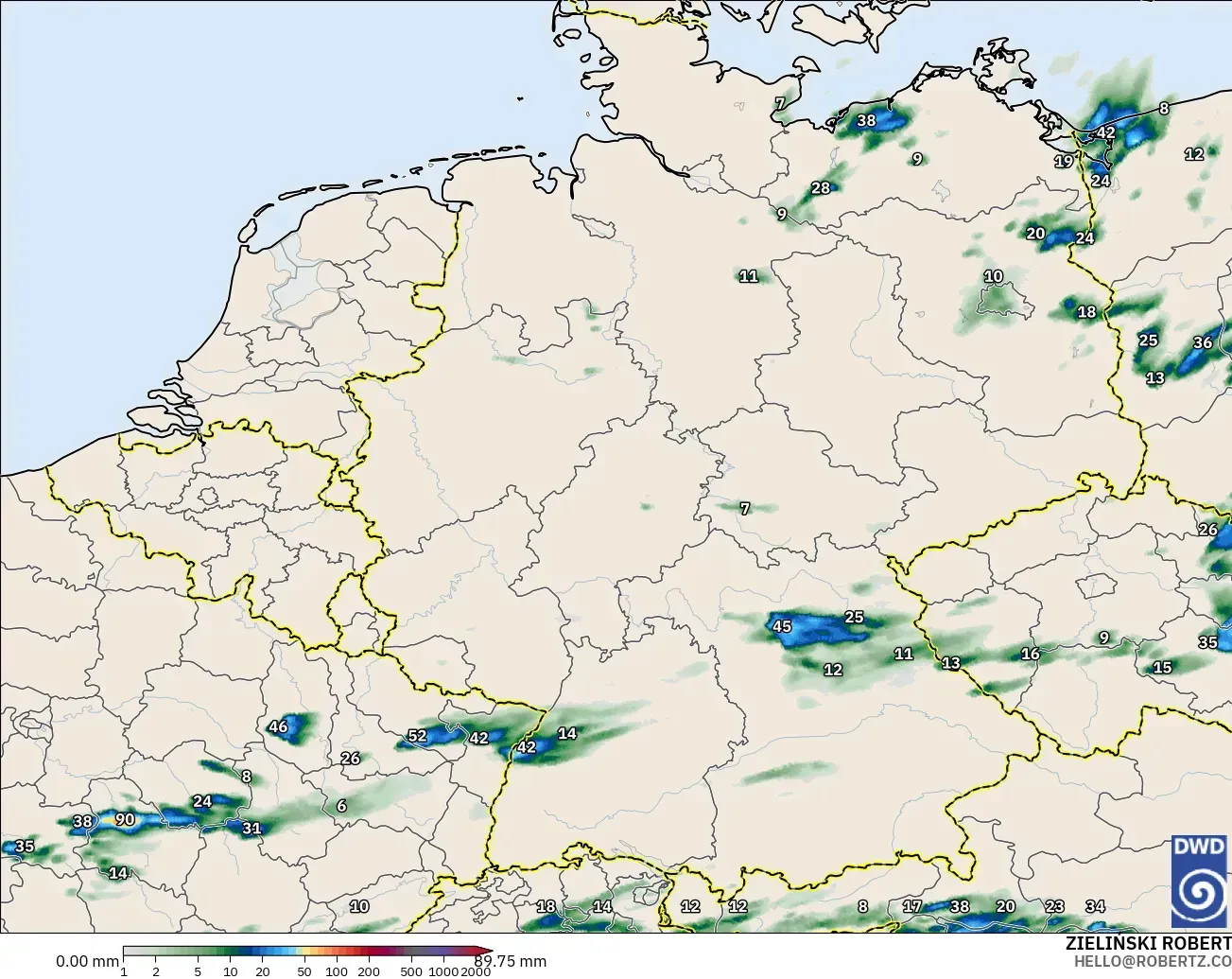ICON Germany 2 km model - Germany, Precipitation Accumulation