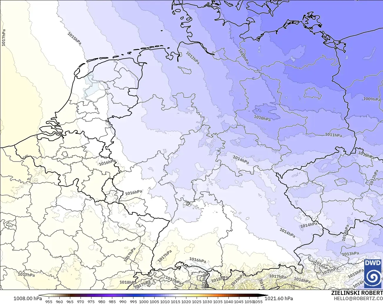 ICON Germany 2 km model - Germany, Pressure