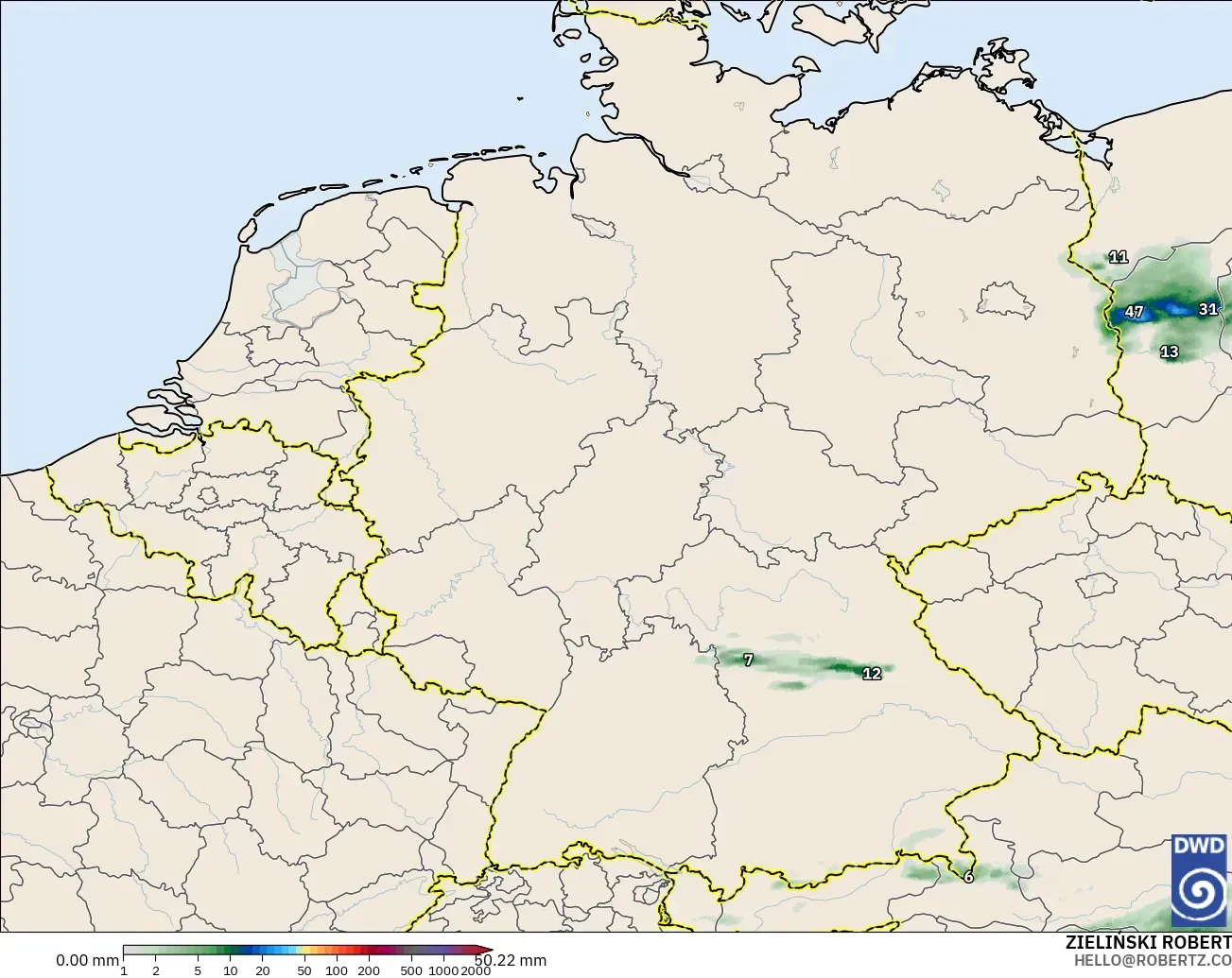 ICON Germany 2 km model - Germany, Precipitation Accumulation