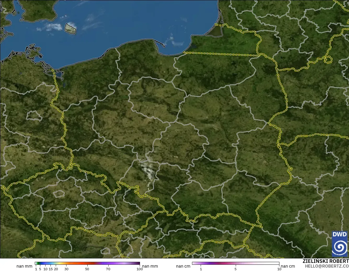 ICON Germany 2 km model - Poland, Precipitation, Clouds, and Pressure