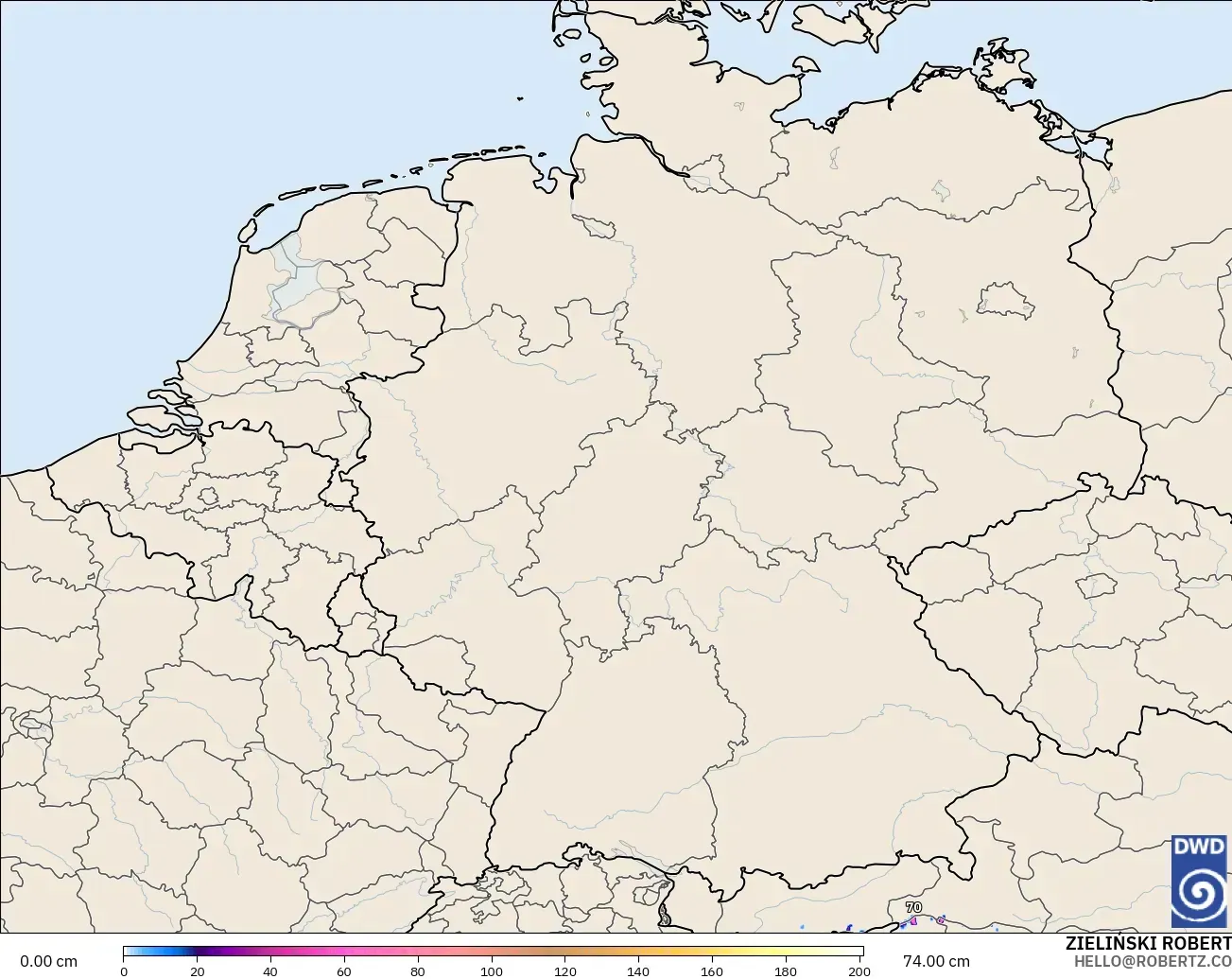 ICON Germany 2 km model - Germany, Snow Depth