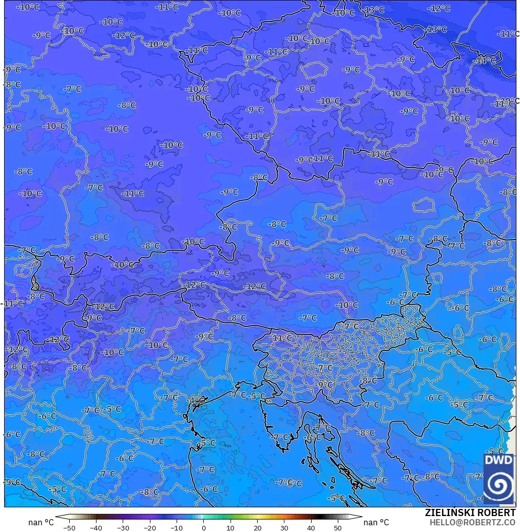 ICON Germany 2 km model - Austria, Temperature at 500hPa
