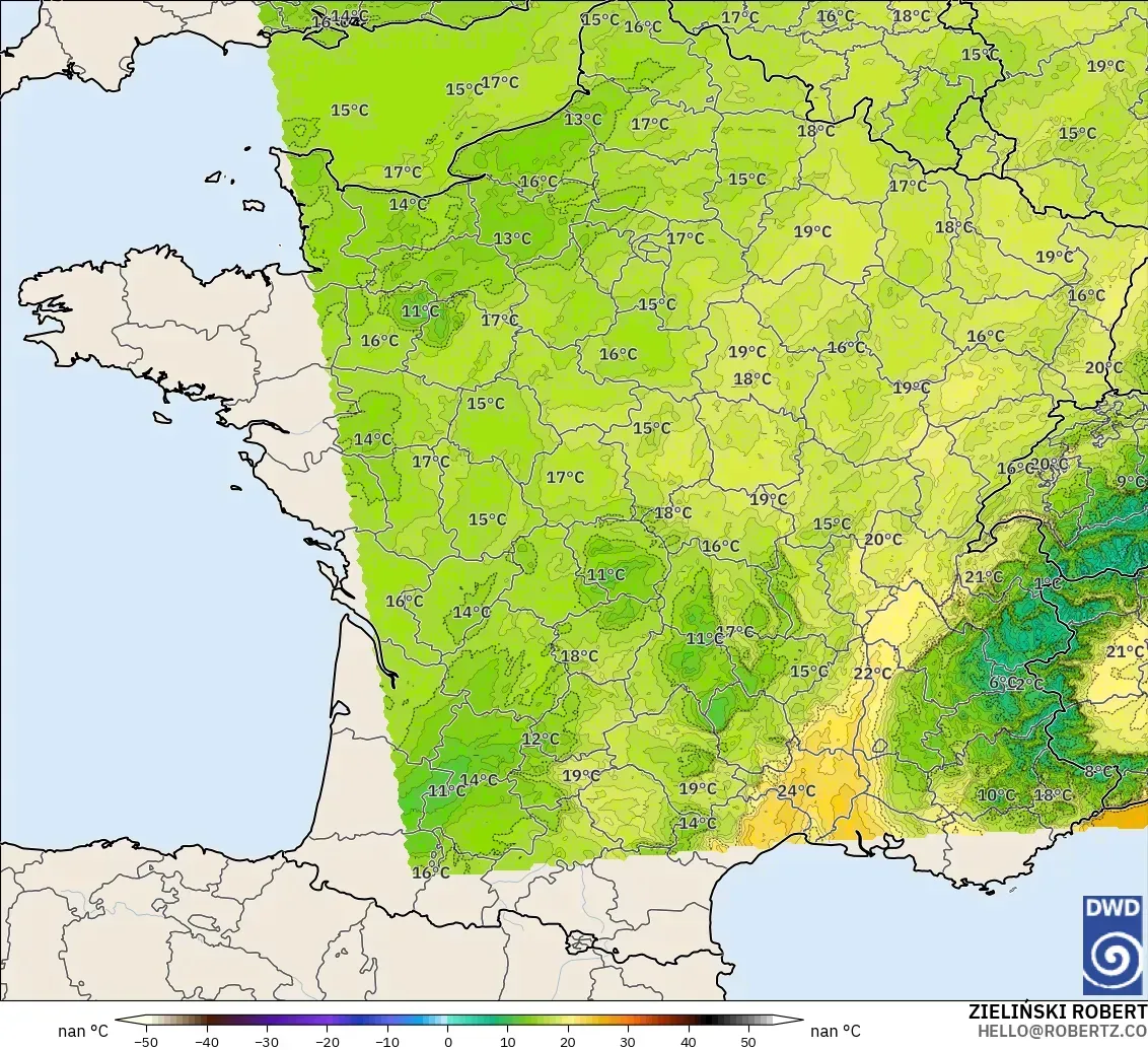 ICON Germany 2 km model - France, Dewpoint at 2m