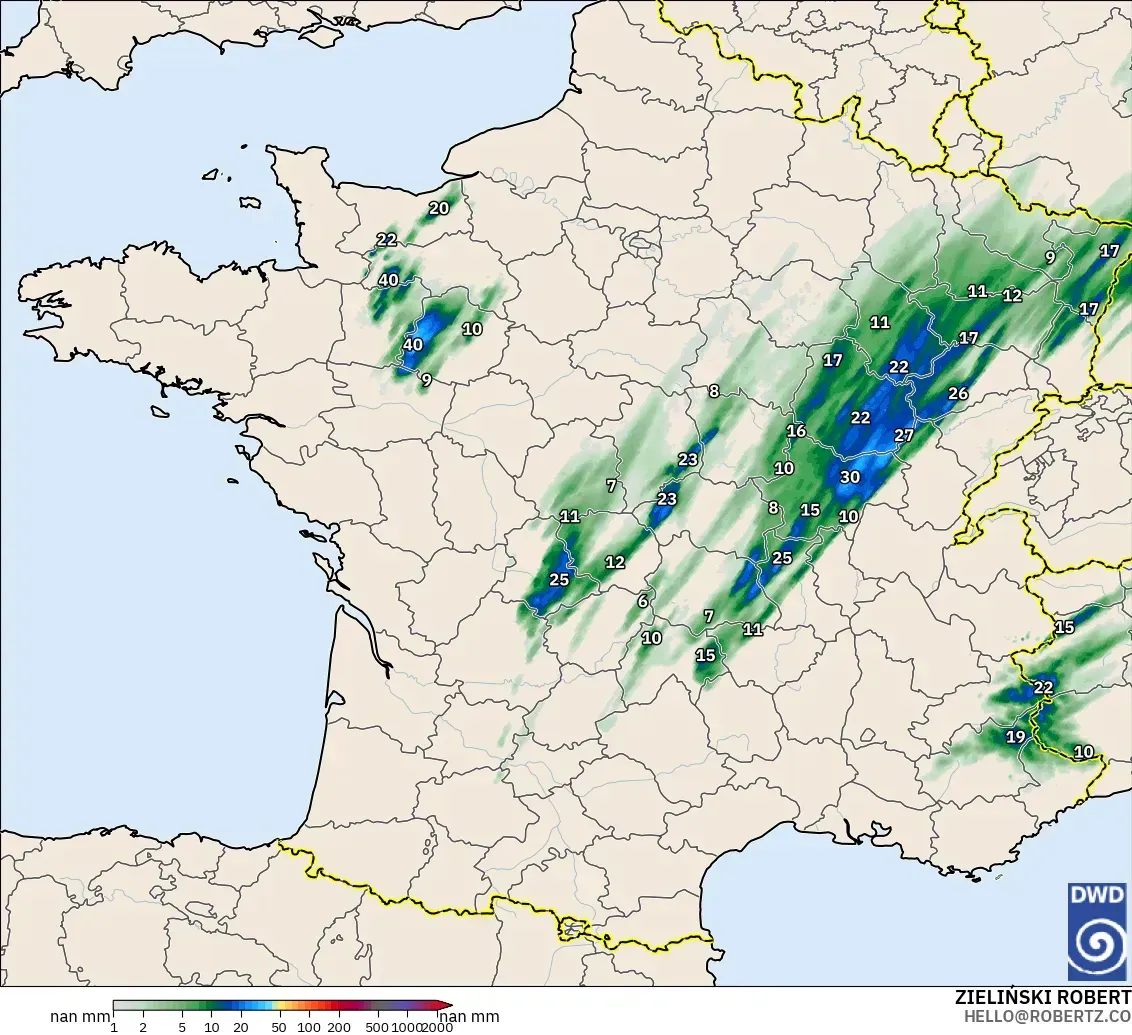 ICON Germany 2 km model - France, Precipitation Accumulation