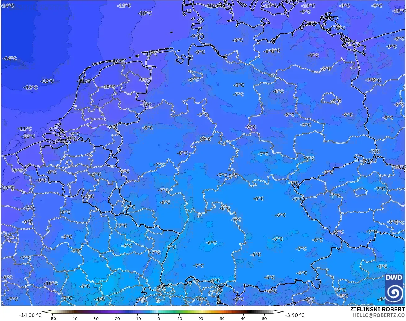 ICON Germany 2 km model - Germany, Temperature at 500hPa