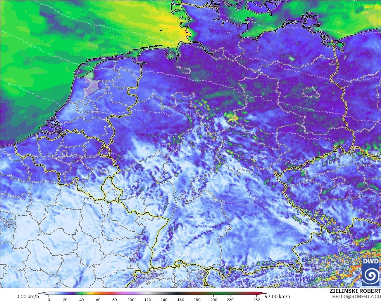 ICON Germany 2 km model - Germany, Wind Gusts