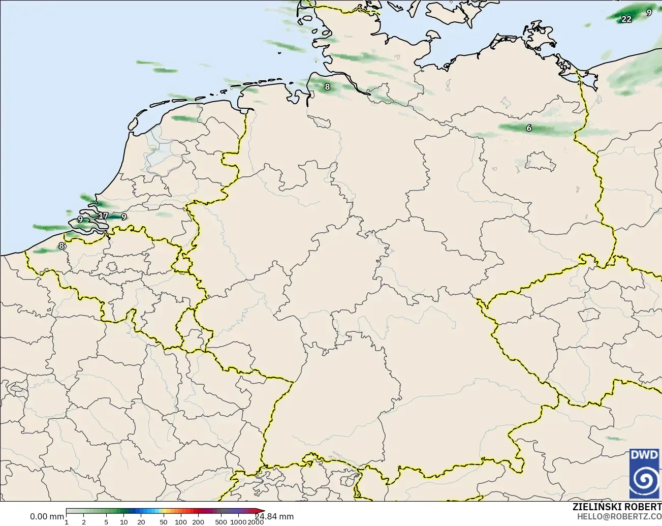 ICON Germany 2 km model - Germany, Precipitation Accumulation