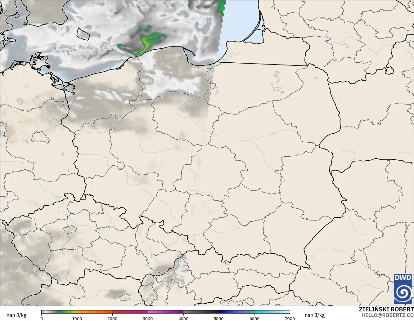 ICON Germany 2 km model - Poland, CAPE