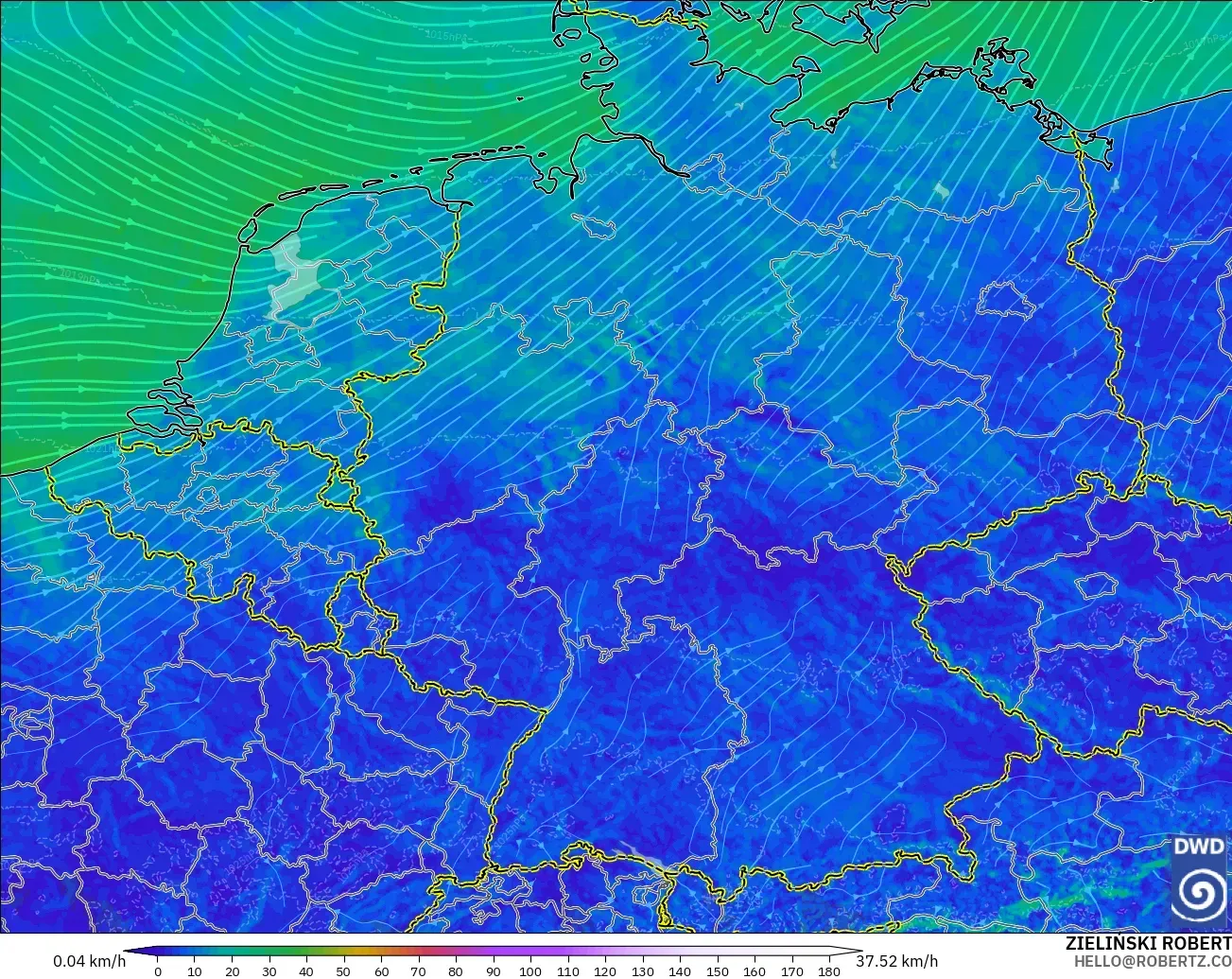 ICON Germany 2 km model - Germany, Wind at 10m