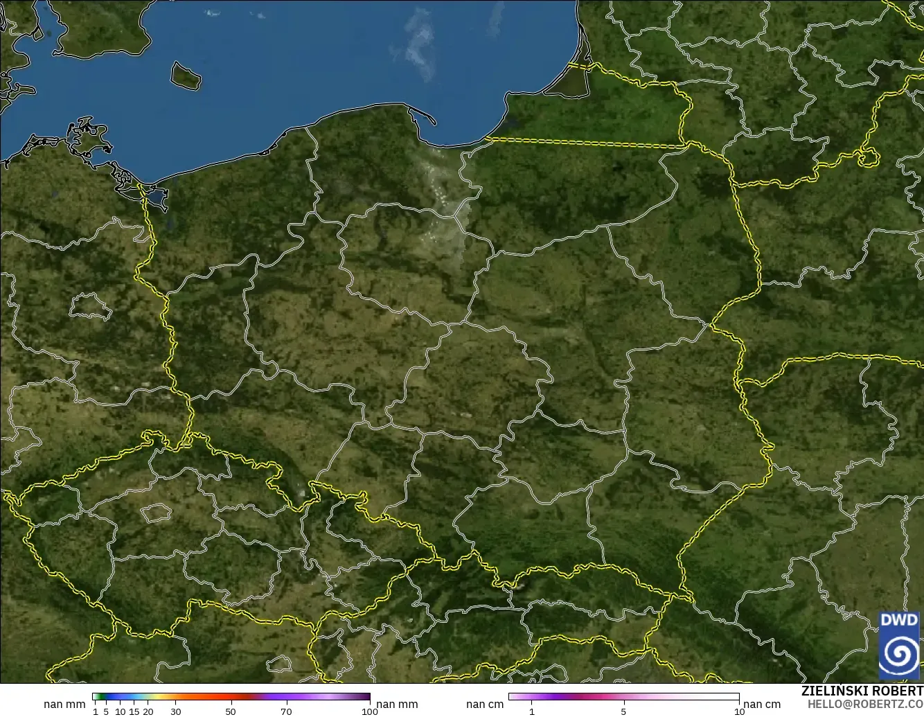 ICON Germany 2 km model - Poland, Precipitation, Clouds, and Pressure