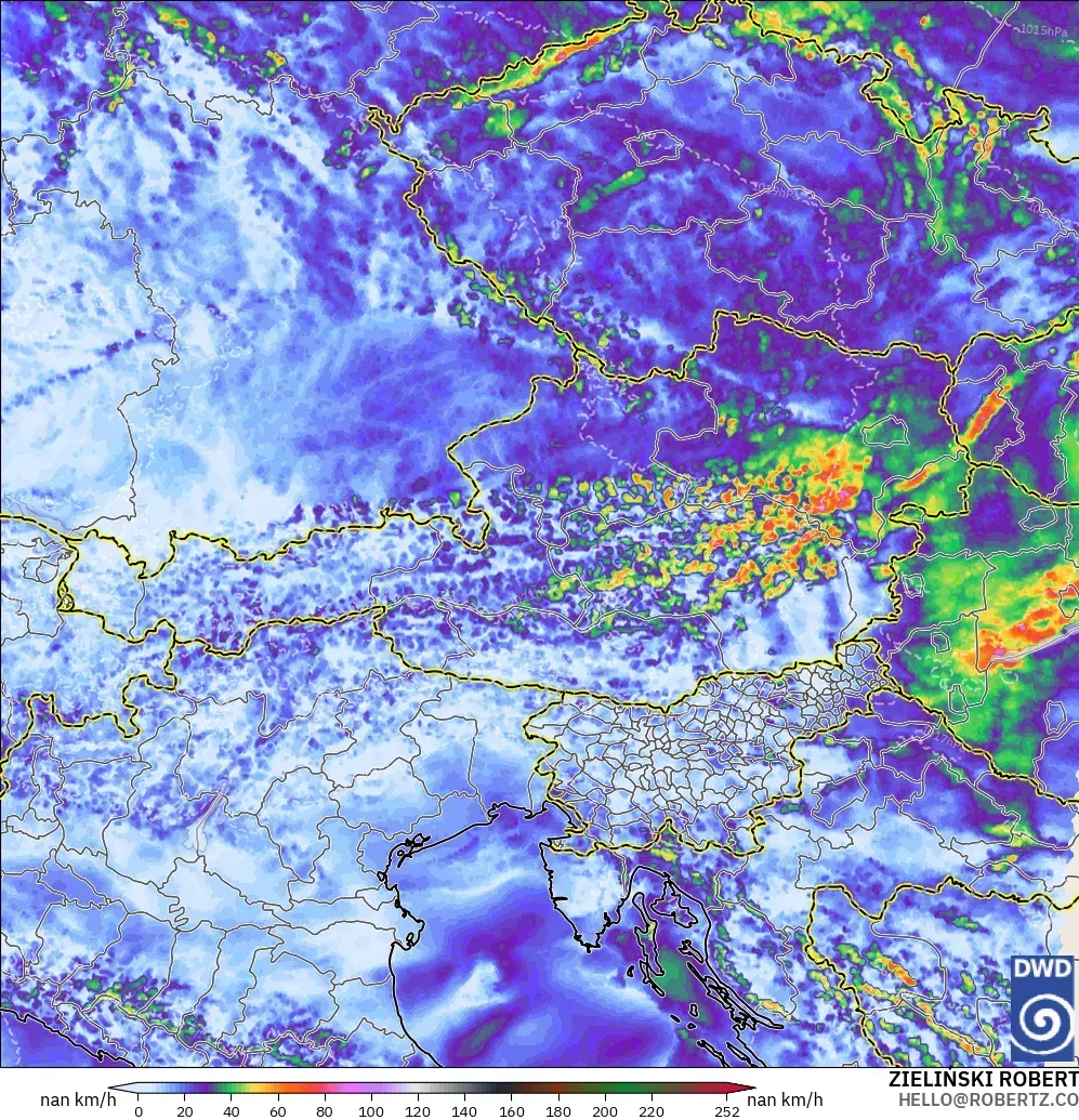 ICON Germany 2 km model - Austria, Wind Gusts