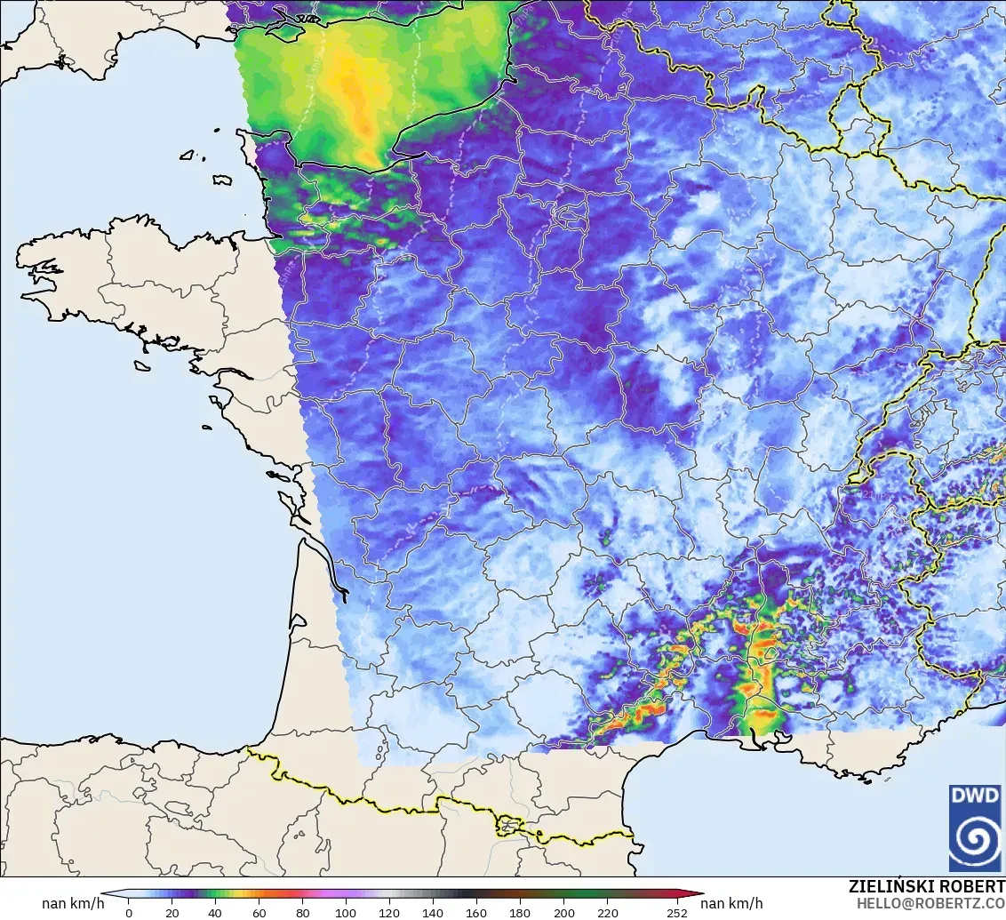 ICON Germany 2 km model - France, Wind Gusts