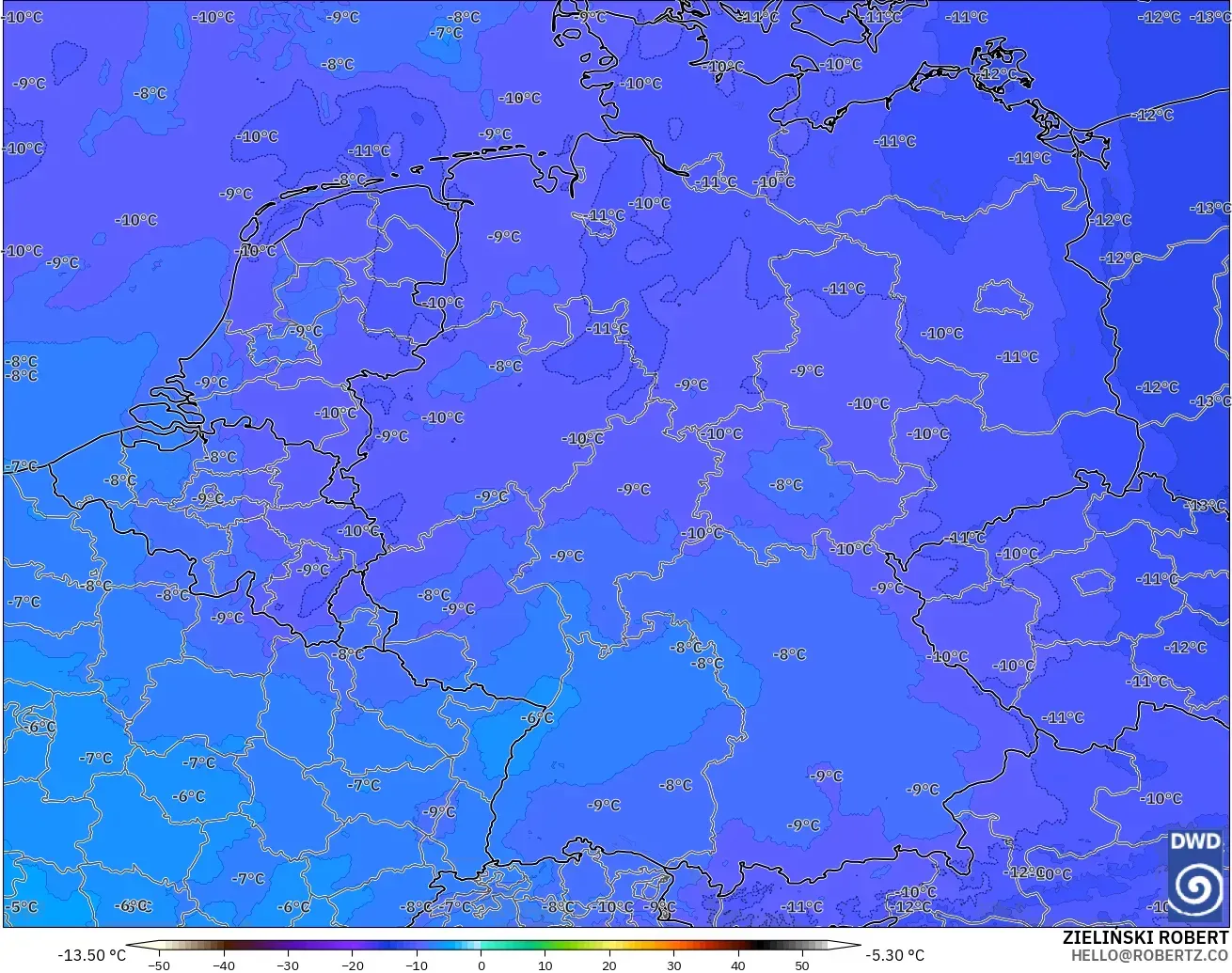 ICON Germany 2 km model - Germany, Temperature at 500hPa