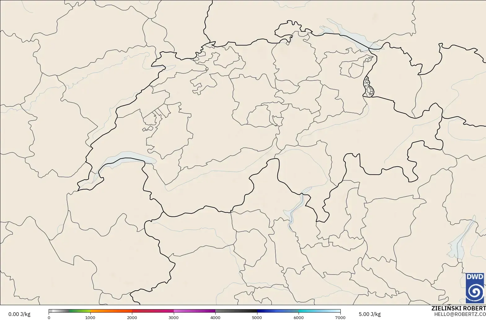 ICON Germany 2 km model - Switzerland, CAPE