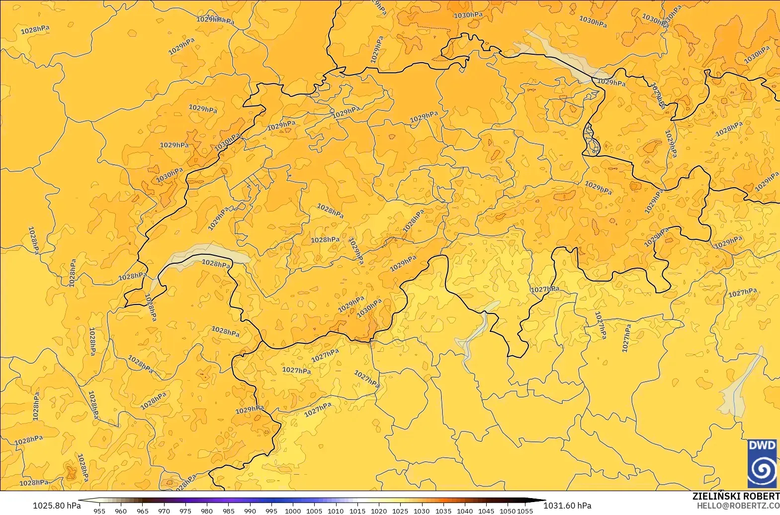 ICON Germany 2 km model - Switzerland, Pressure