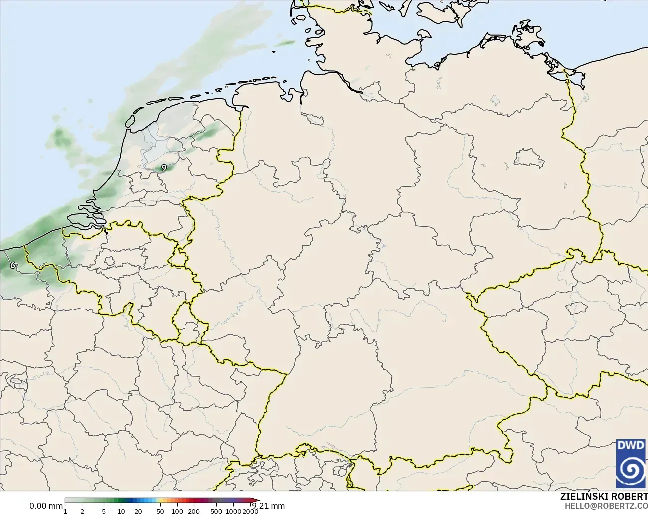 ICON Germany 2 km model - Germany, Precipitation Accumulation