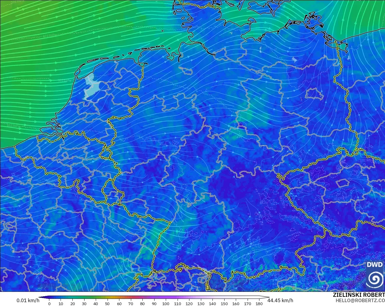 ICON Germany 2 km model - Germany, Wind at 10m