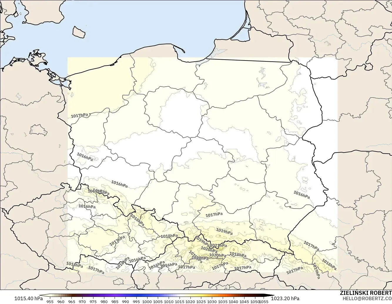 ICON Poland 2 km model - Poland, Pressure
