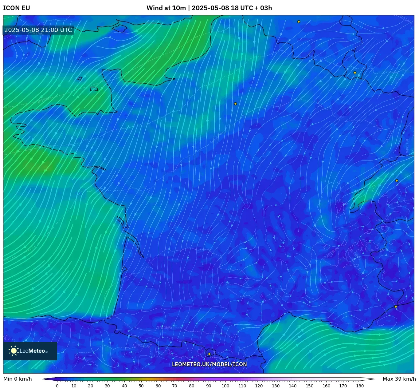 ICON - France, Wind at 10m ICON - France, Wind at 10m