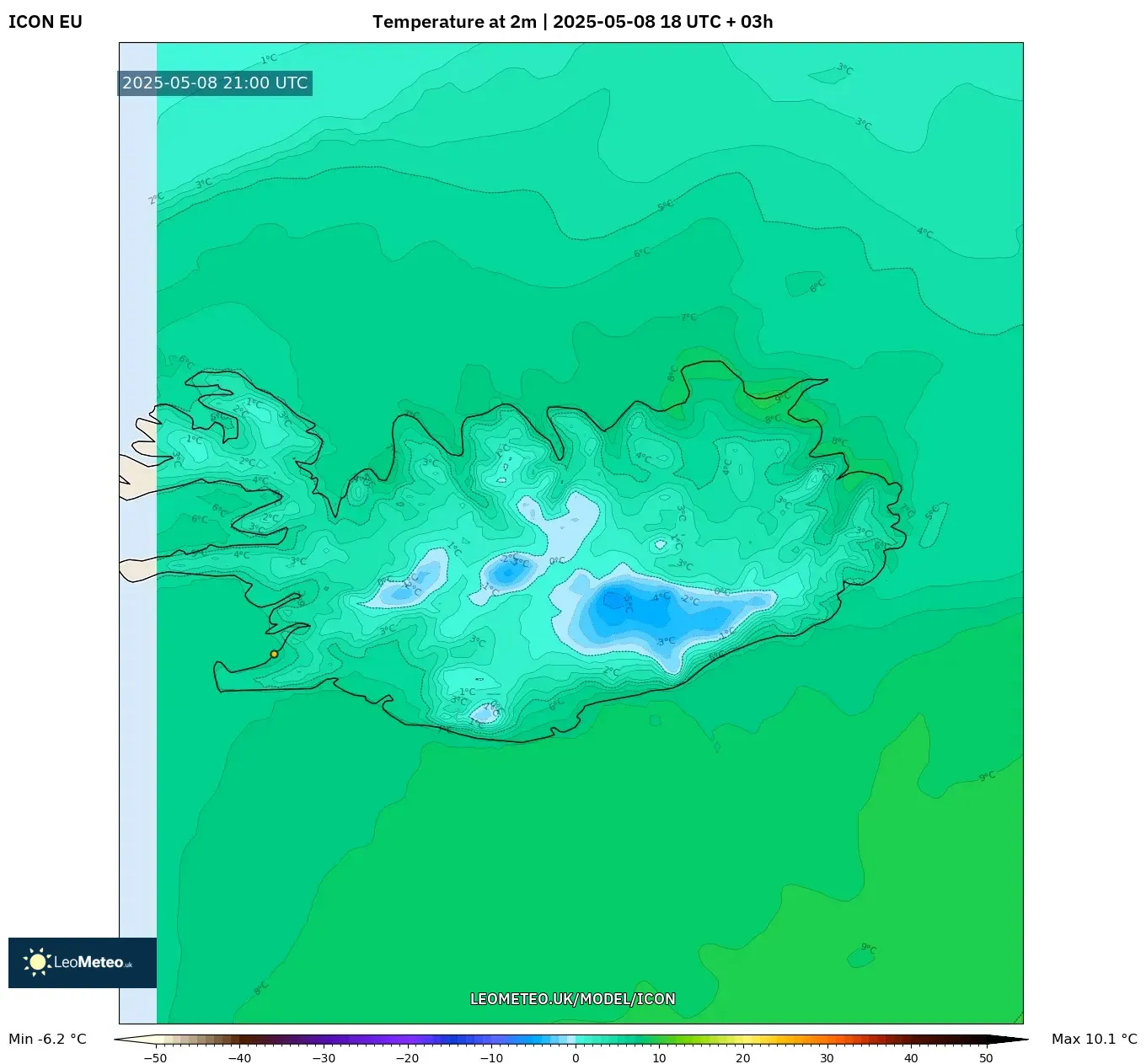 ICON - Iceland, Temperature at 2m ICON - Iceland, Temperature at 2m