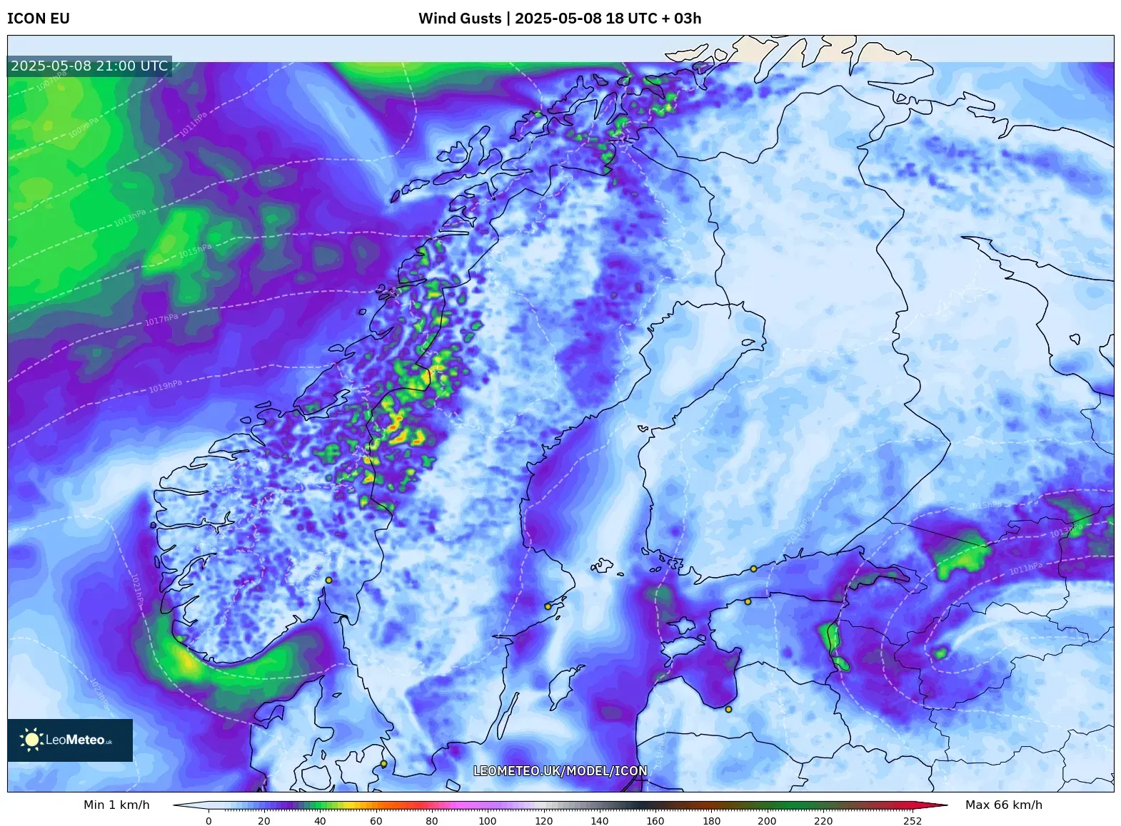 ICON - Scandinavia, Wind Gusts ICON - Scandinavia, Wind Gusts