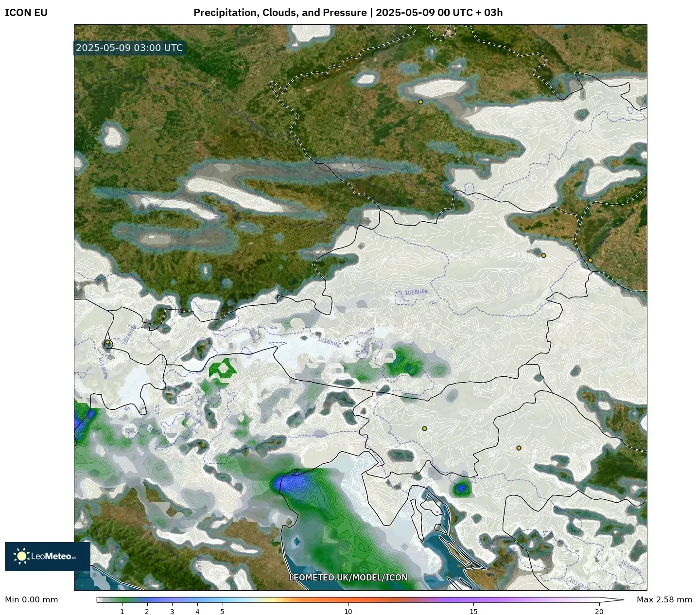 ICON - Austria, Precipitation, Clouds, and Pressure ICON - Austria, Precipitation, Clouds, and Pressure