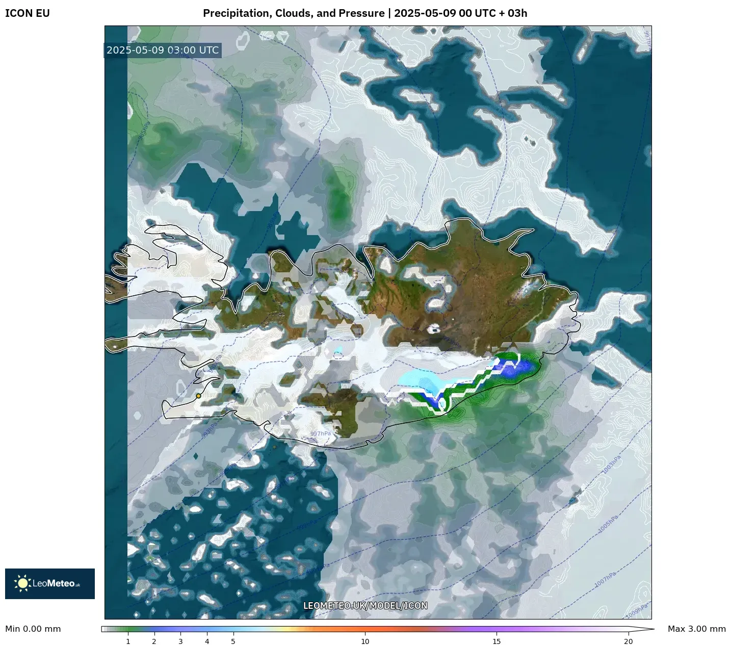 ICON - Iceland, Precipitation, Clouds, and Pressure ICON - Iceland, Precipitation, Clouds, and Pressure