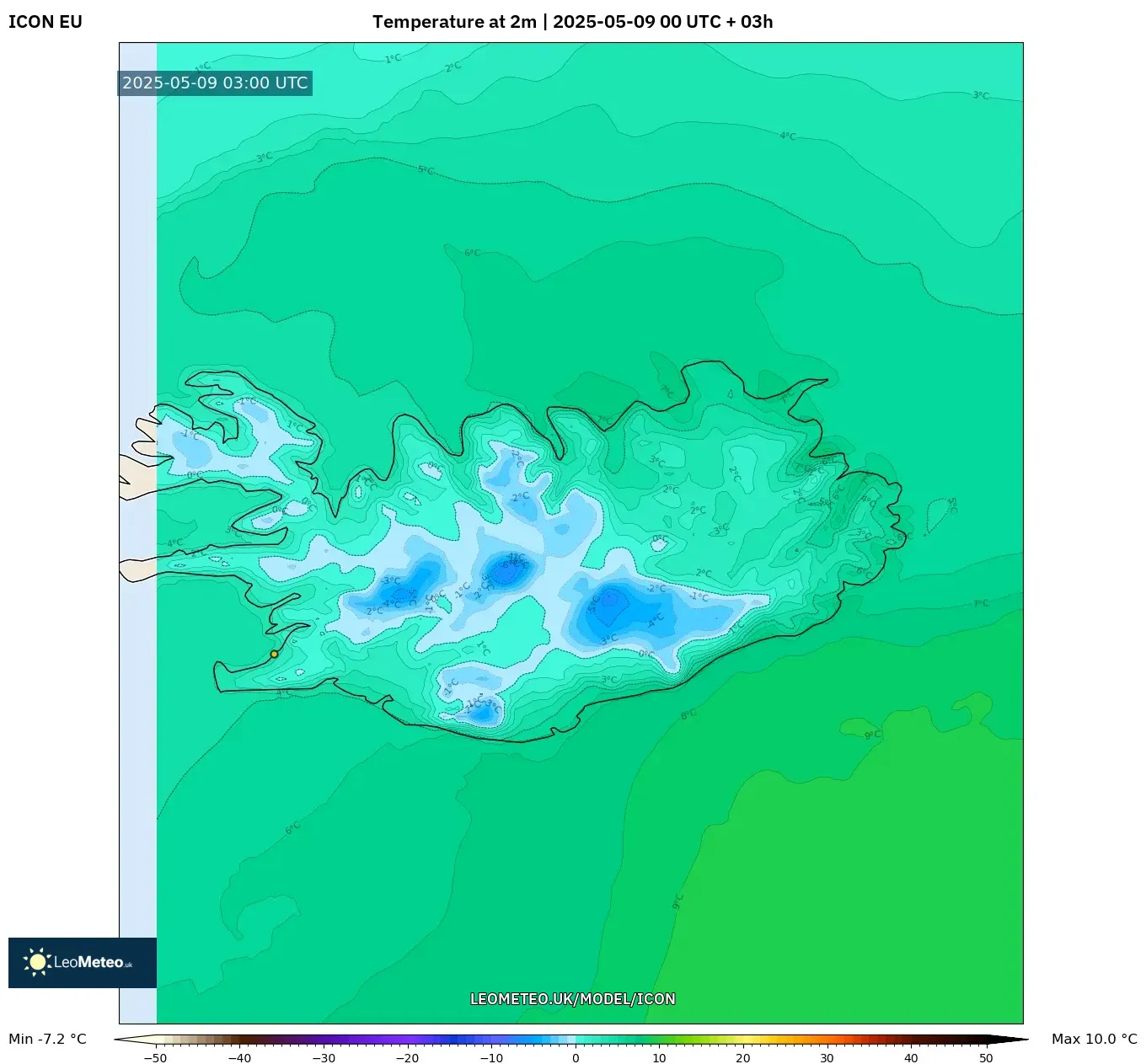 ICON - Iceland, Temperature at 2m ICON - Iceland, Temperature at 2m