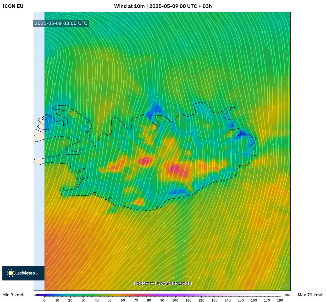 ICON - Iceland, Wind at 10m ICON - Iceland, Wind at 10m