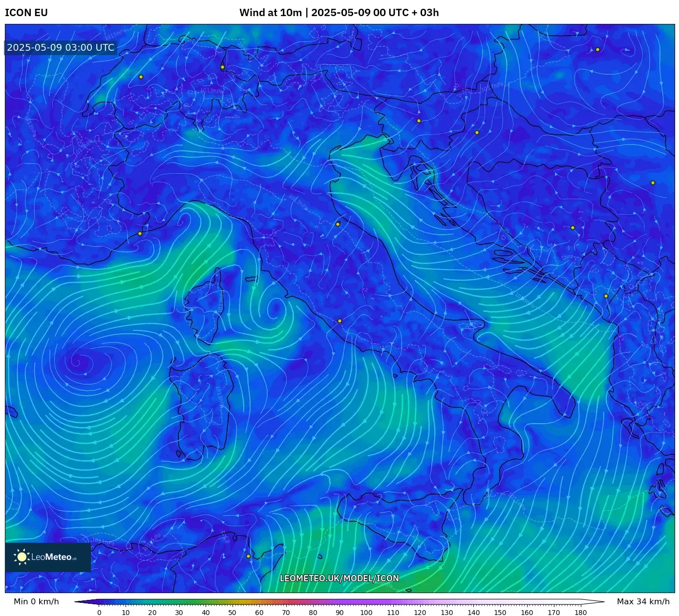 ICON - Italy, Wind at 10m ICON - Italy, Wind at 10m