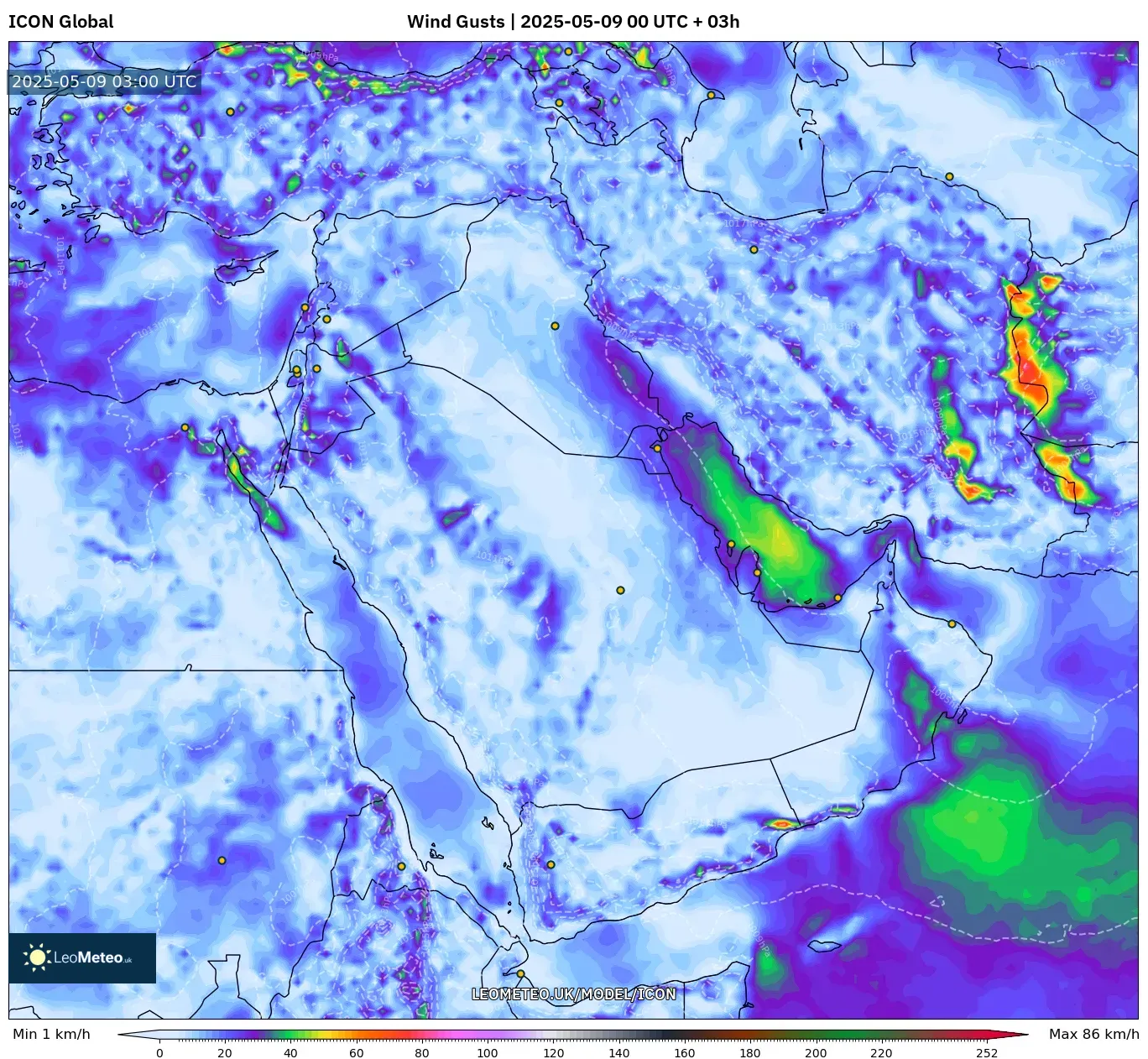 ICON - Middle East, Wind Gusts ICON - Middle East, Wind Gusts