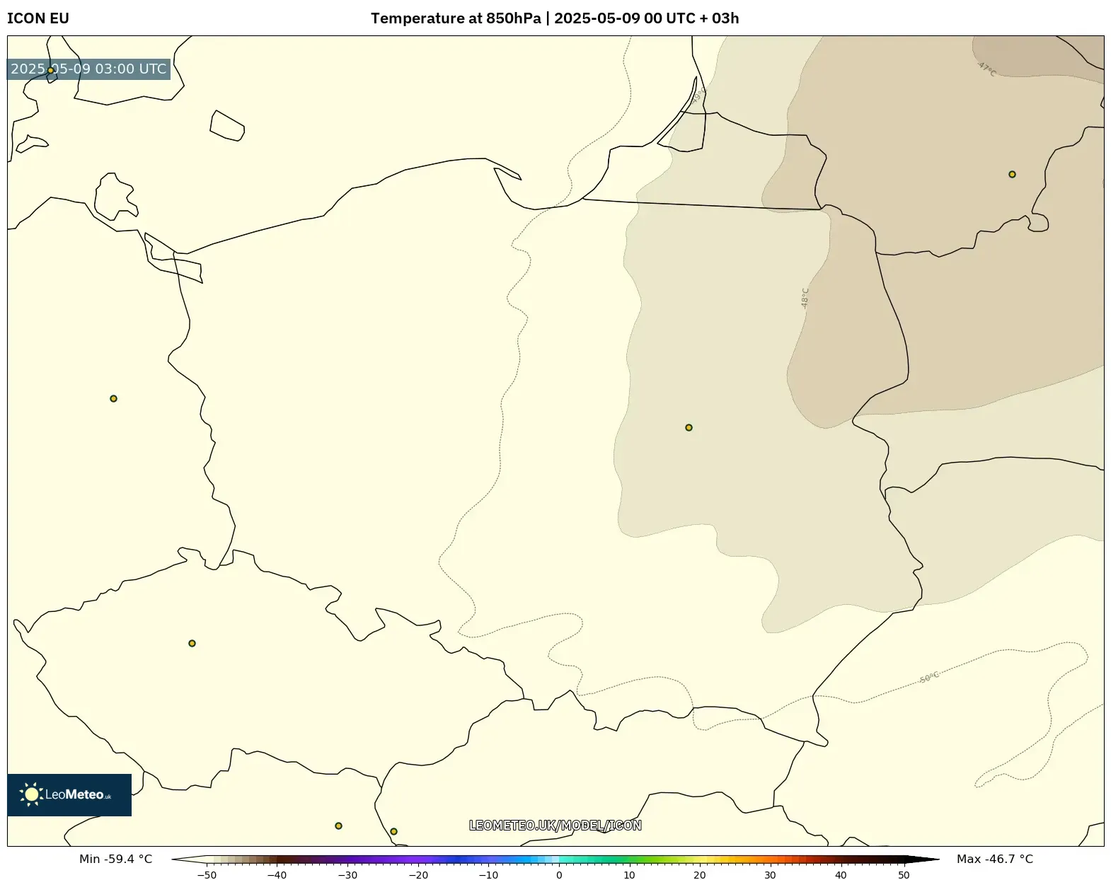 ICON - Poland, Temperature at 850hPa ICON - Poland, Temperature at 850hPa
