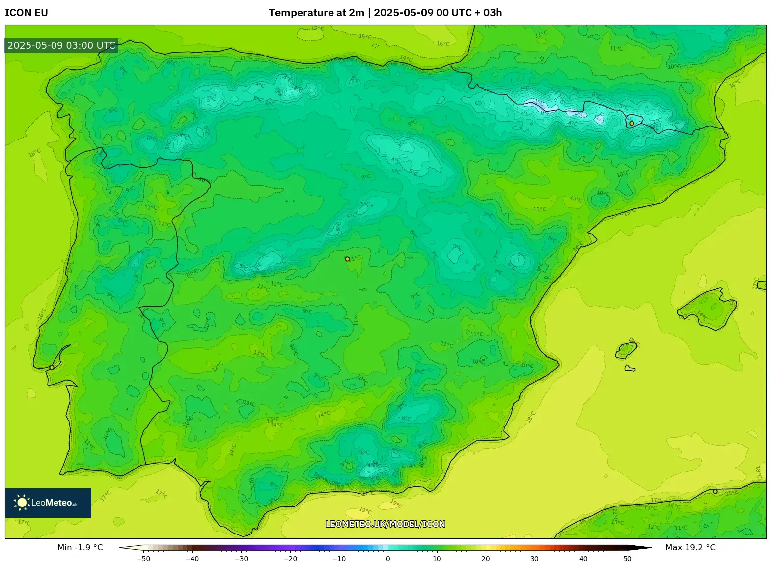 ICON - Spain, Temperature at 2m ICON - Spain, Temperature at 2m