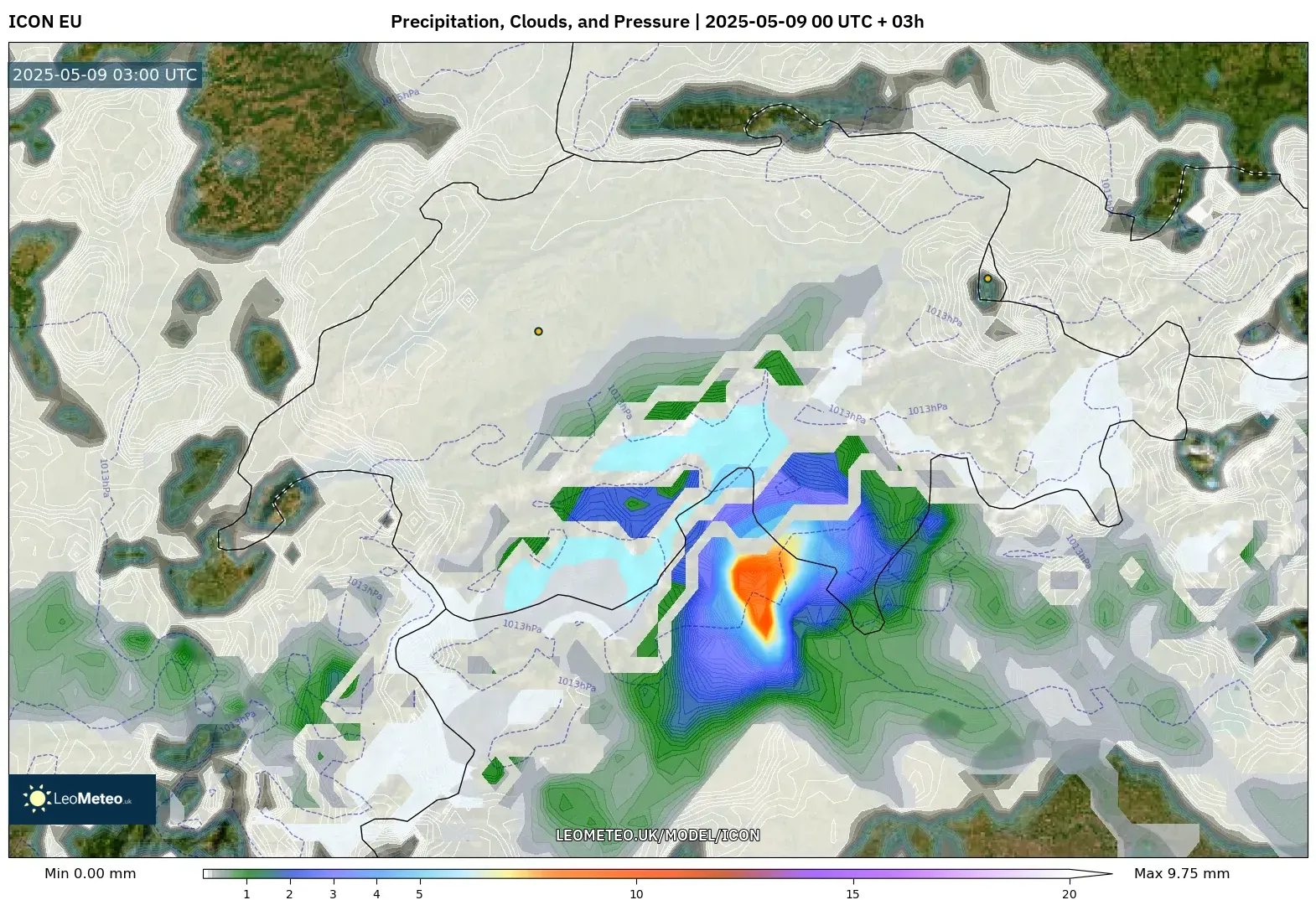 ICON - Switzerland, Precipitation, Clouds, and Pressure ICON - Switzerland, Precipitation, Clouds, and Pressure