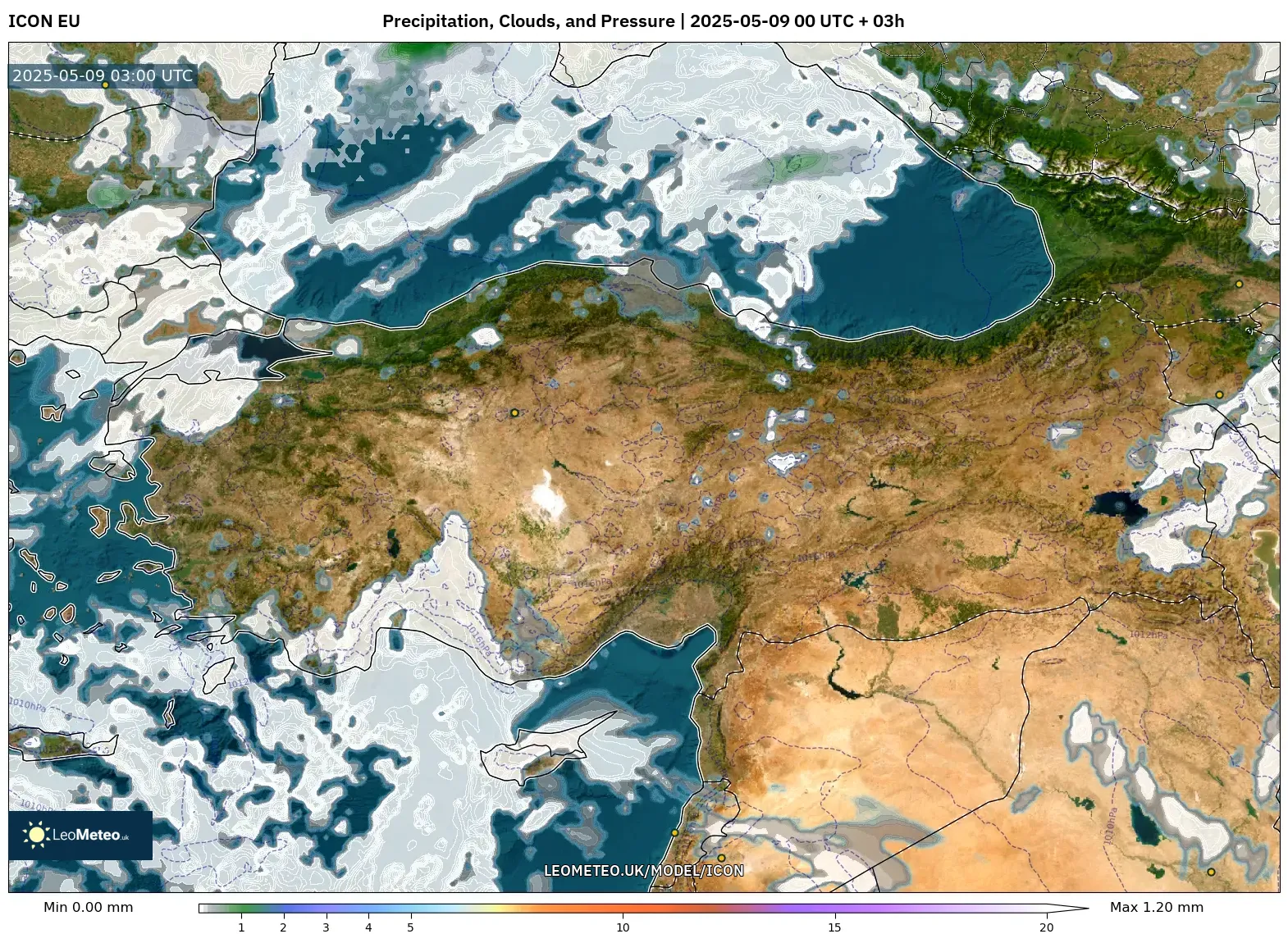 ICON - Turkey, Precipitation, Clouds, and Pressure ICON - Turkey, Precipitation, Clouds, and Pressure