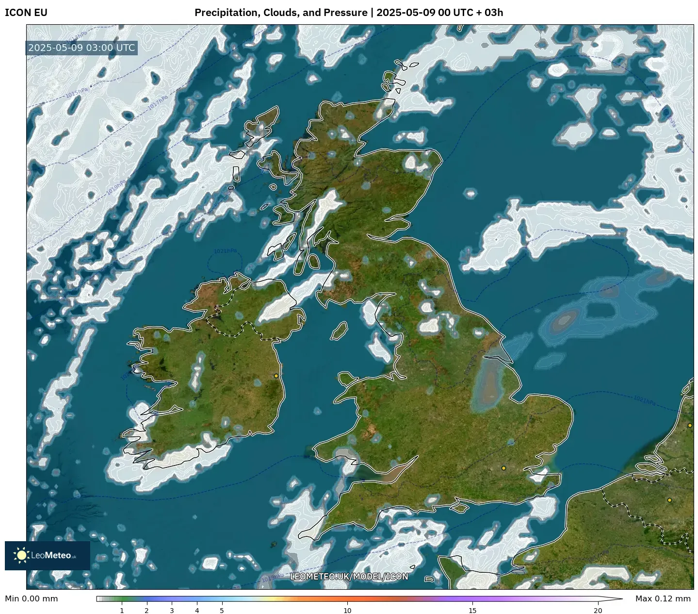 ICON - United Kingdom, Precipitation, Clouds, and Pressure ICON - United Kingdom, Precipitation, Clouds, and Pressure