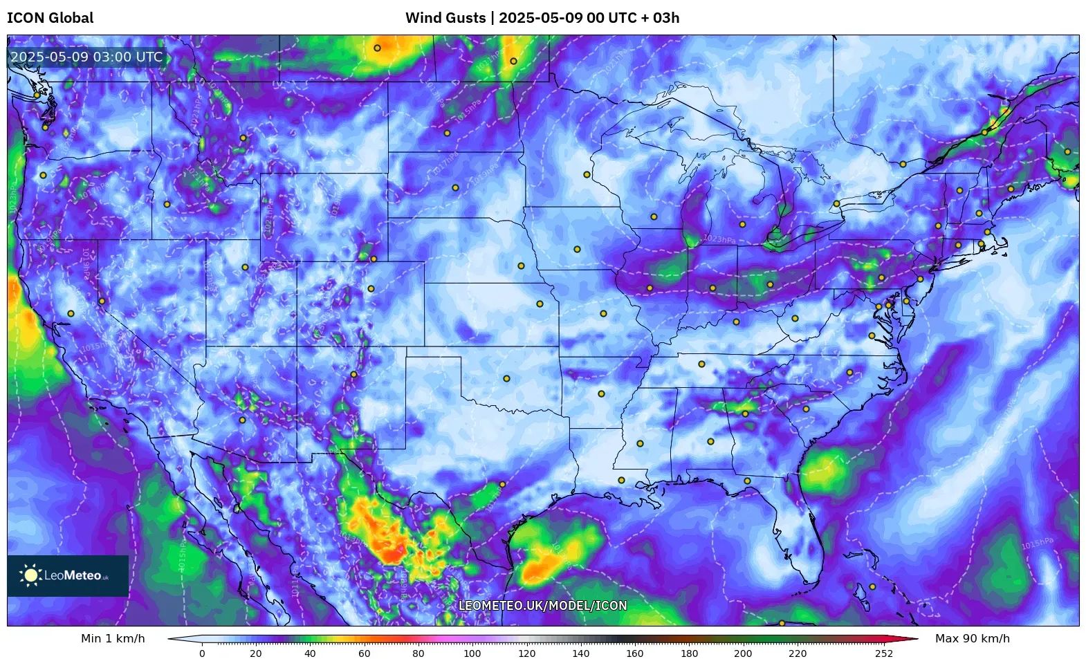 ICON - United States, Wind Gusts ICON - United States, Wind Gusts