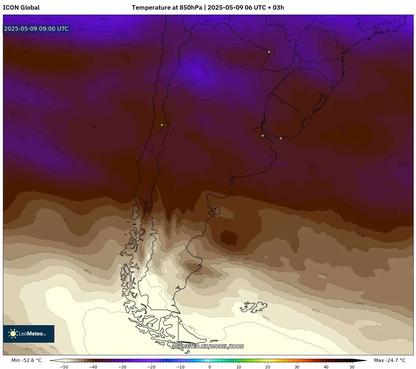 ICON - Argentina, Temperature at 850hPa ICON - Argentina, Temperature at 850hPa