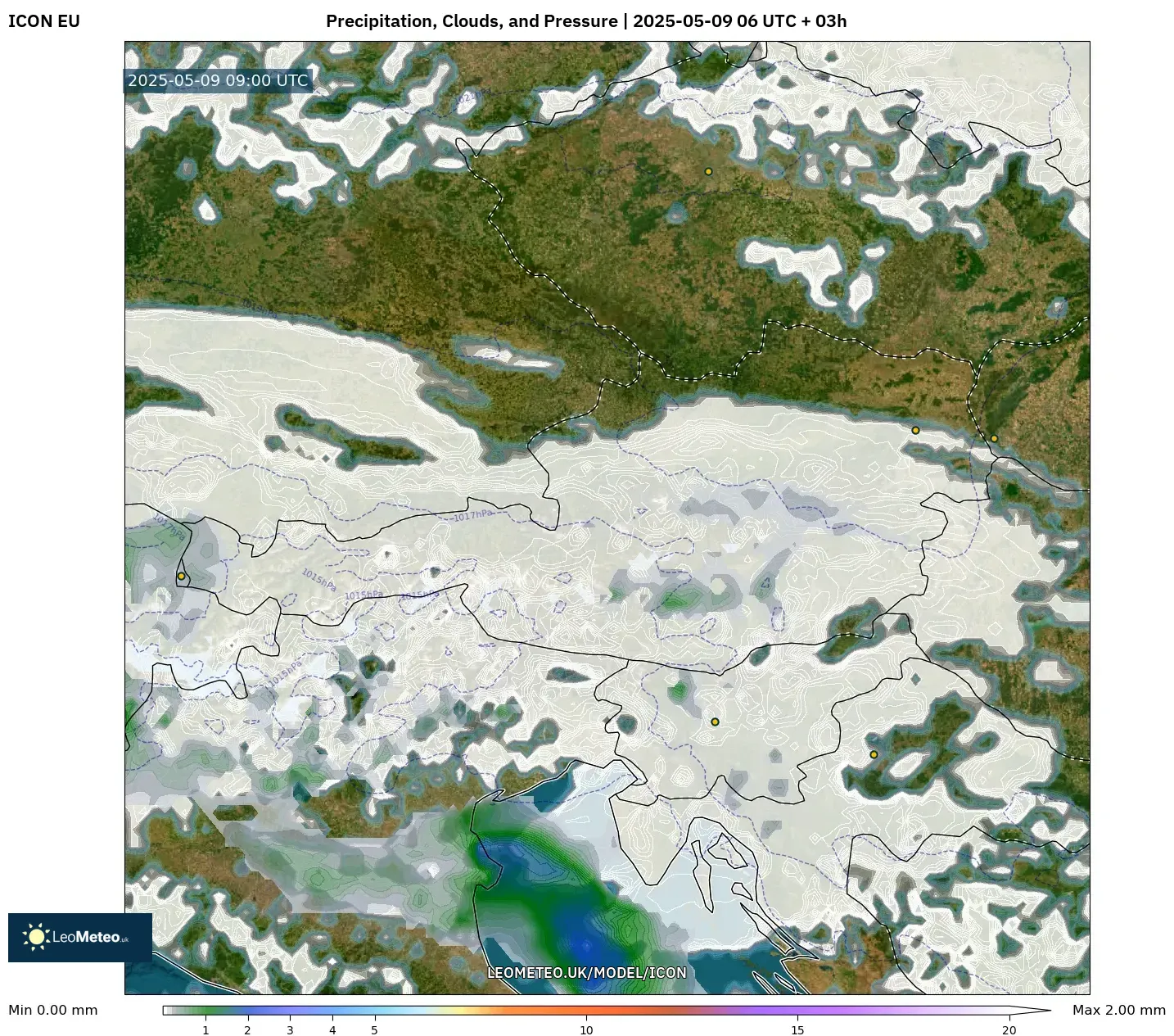 ICON - Austria, Precipitation, Clouds, and Pressure ICON - Austria, Precipitation, Clouds, and Pressure