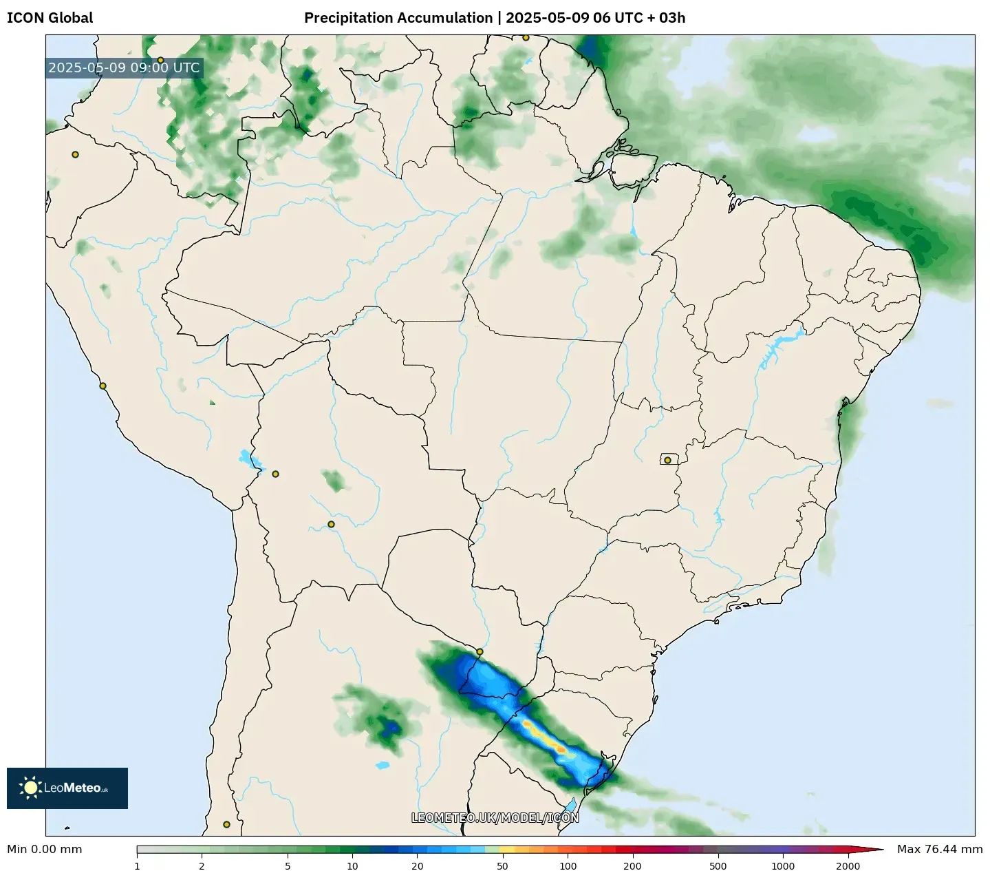 ICON - Brazil, Precipitation Accumulation ICON - Brazil, Precipitation Accumulation