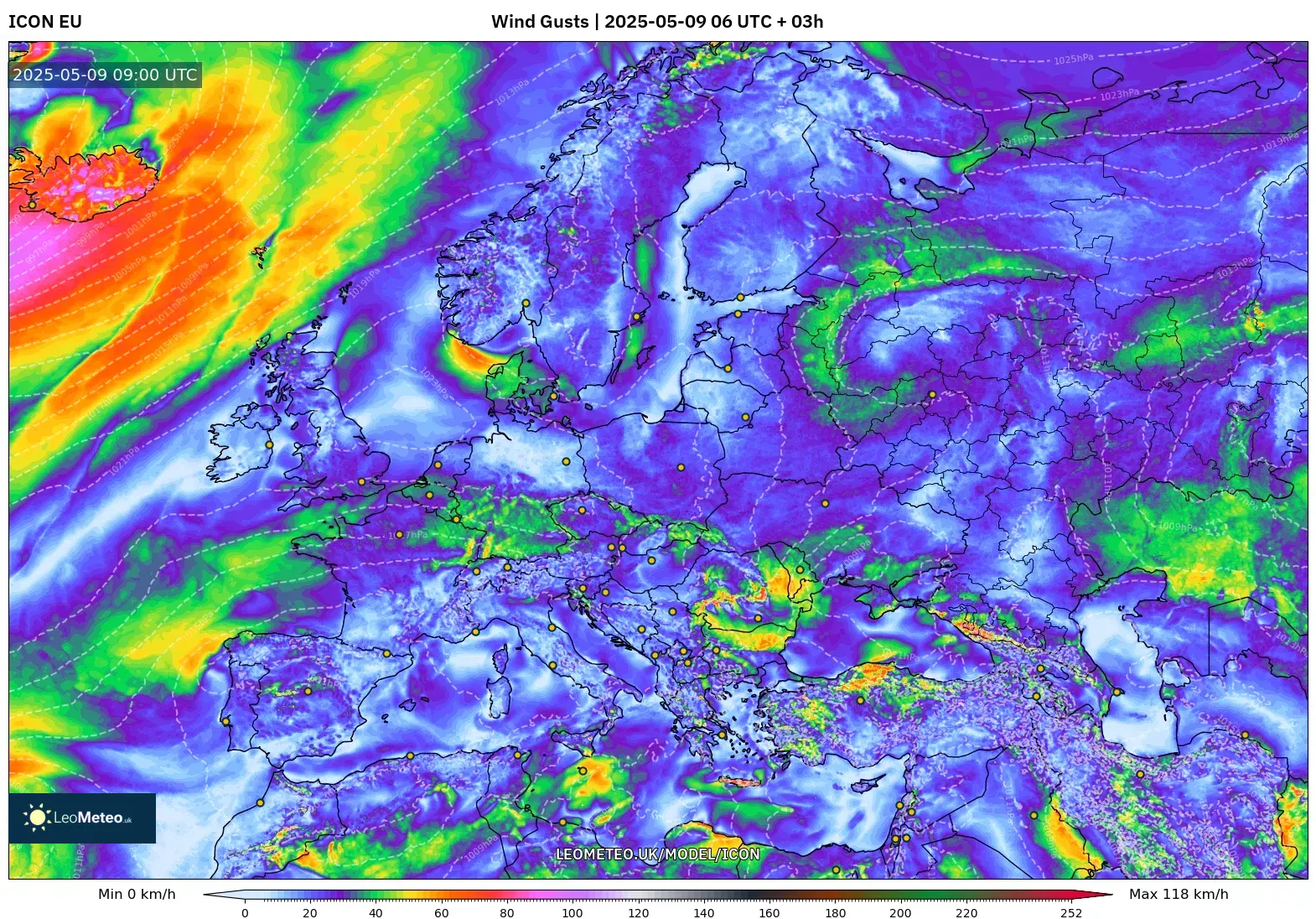 ICON - Europe, Wind Gusts