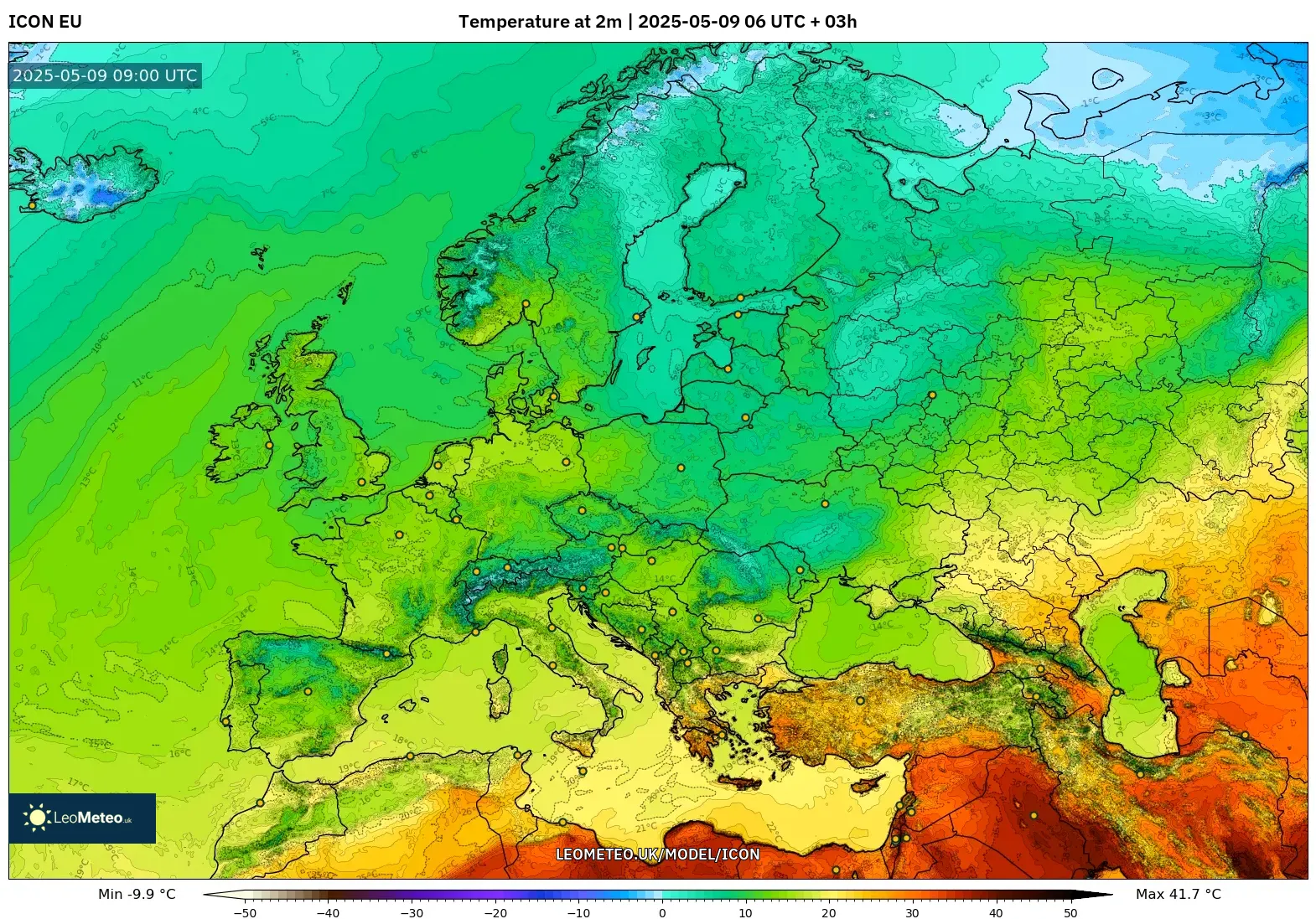ICON - Europe, Temperature at 2m