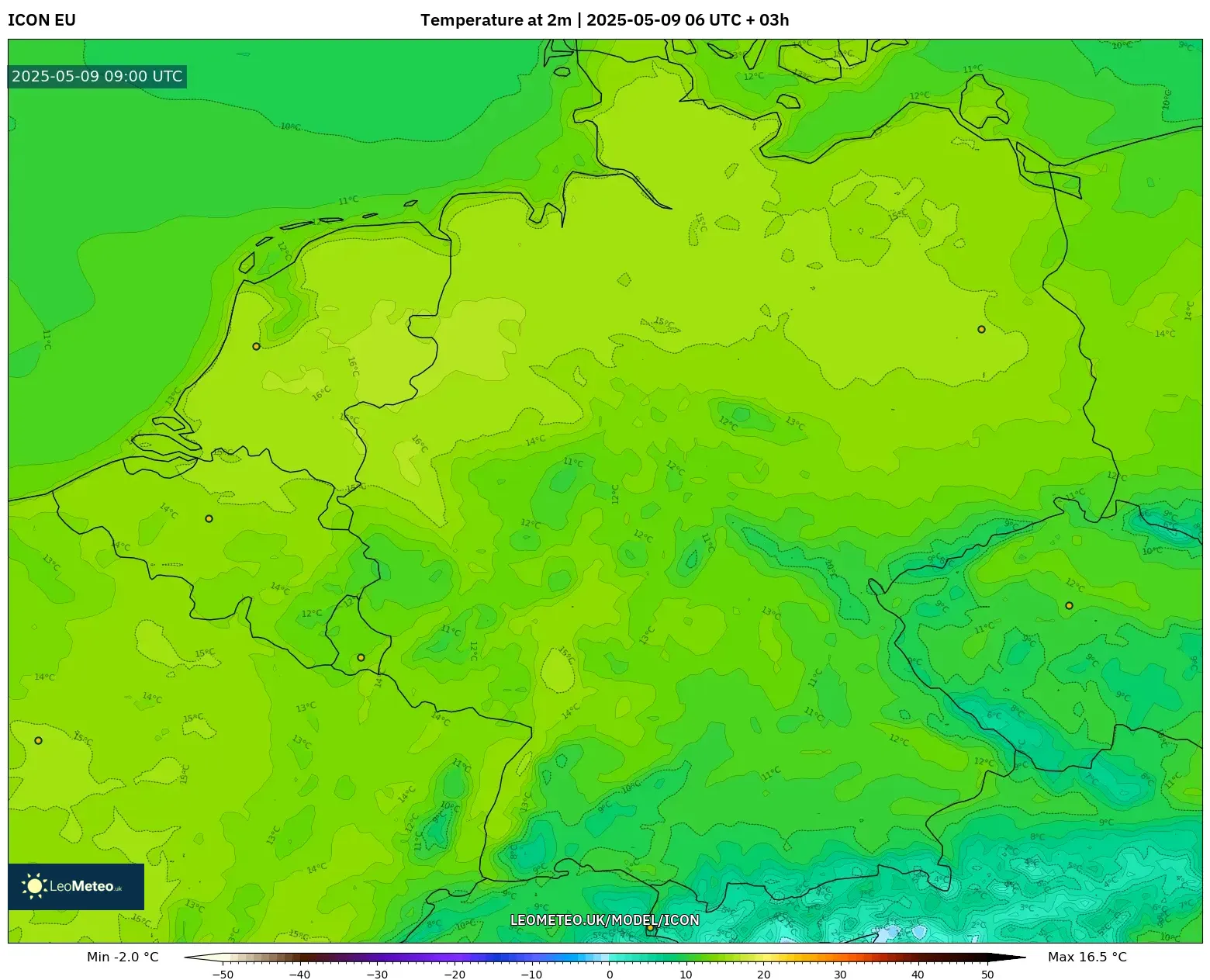 ICON - Germany, Temperature at 2m ICON - Germany, Temperature at 2m