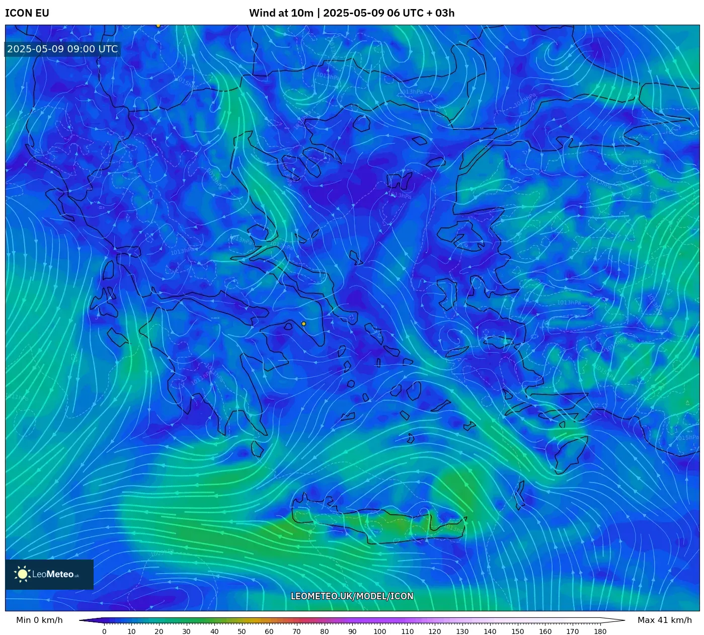 ICON - Greece, Wind at 10m ICON - Greece, Wind at 10m