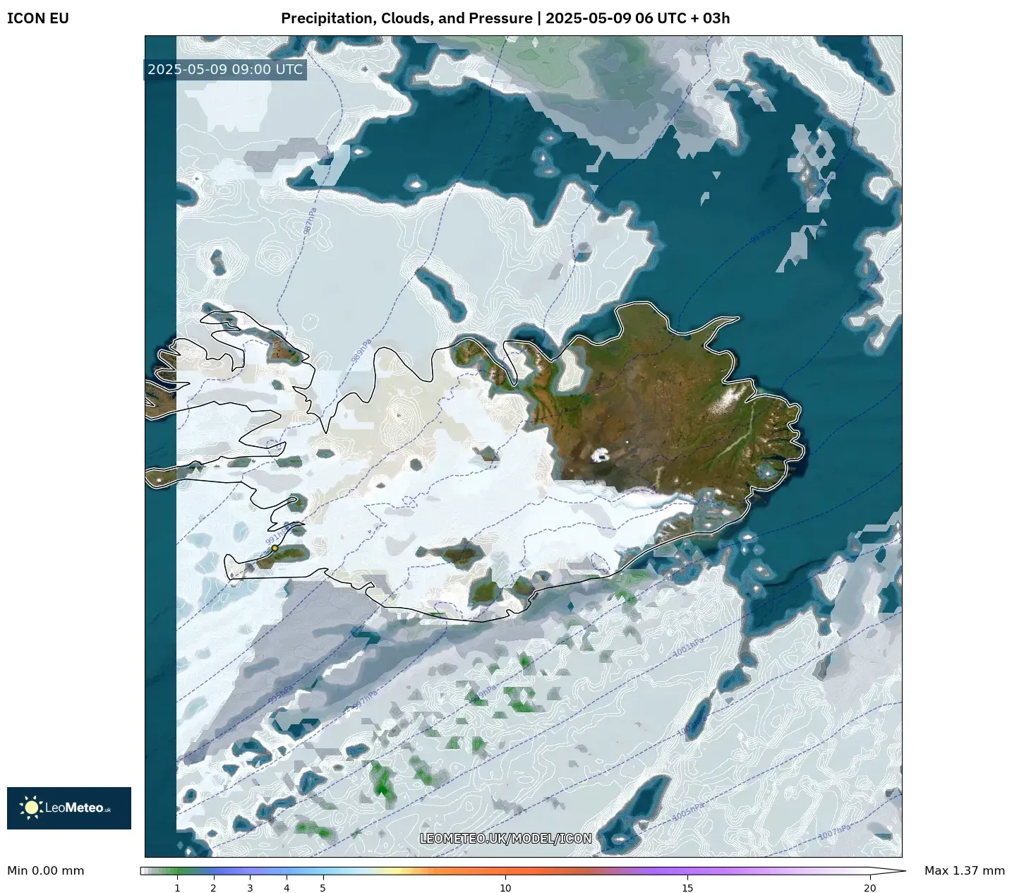 ICON - Iceland, Precipitation, Clouds, and Pressure ICON - Iceland, Precipitation, Clouds, and Pressure