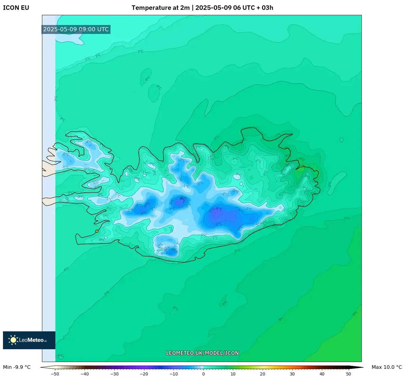 ICON - Iceland, Temperature at 2m ICON - Iceland, Temperature at 2m