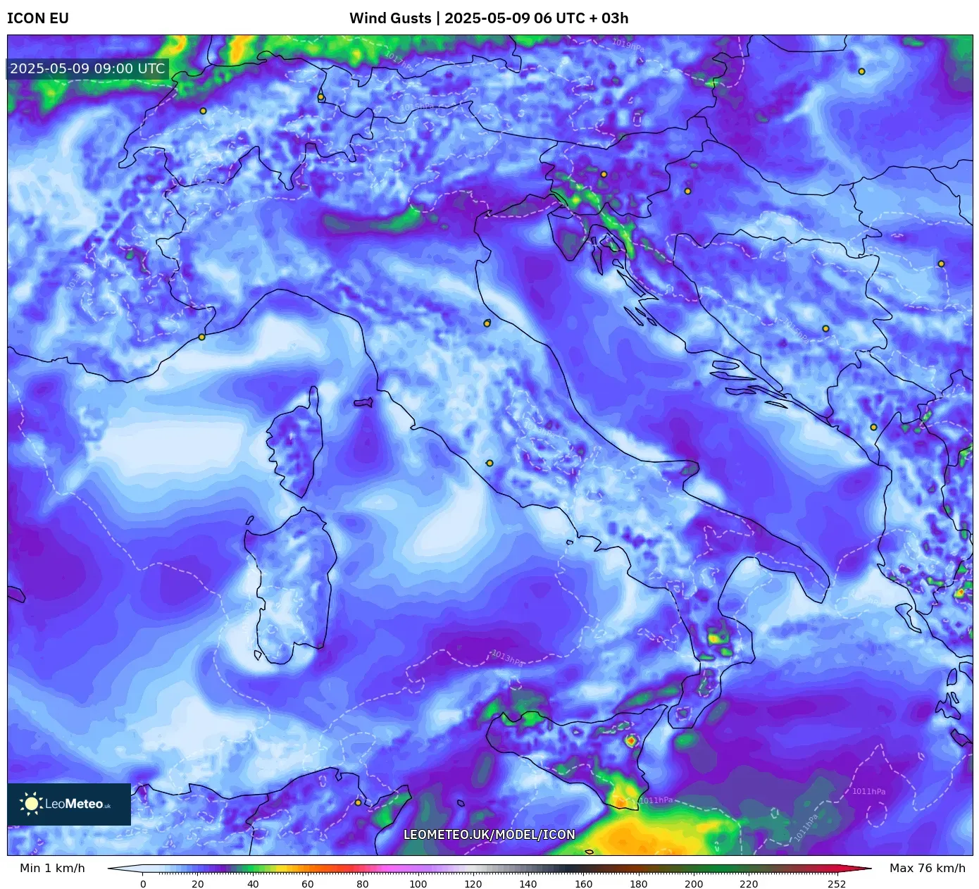 ICON - Italy, Wind Gusts ICON - Italy, Wind Gusts
